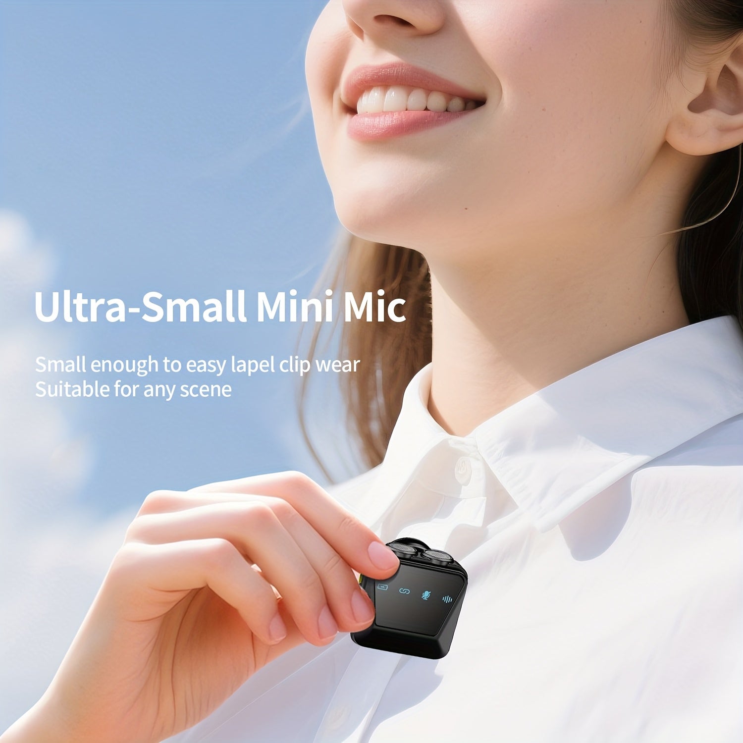 Microfono de Solapa sin varillas Plug-and-Play con Conexión USB-C - Batería Recargable, Grabación con un Solo Clic, Ideal para Videografía y Transmisiones en Vivo, Micrófono sin varillas para Cantar