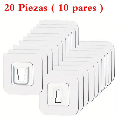 10 Pares de Ganchos Adhesivos Potentes sin Rastro, Sin Taladrar, Multifuncionales para Baño y Cocina, Impermeables para Colgar en la Pared del Hogar, Ganchos de Utilidad