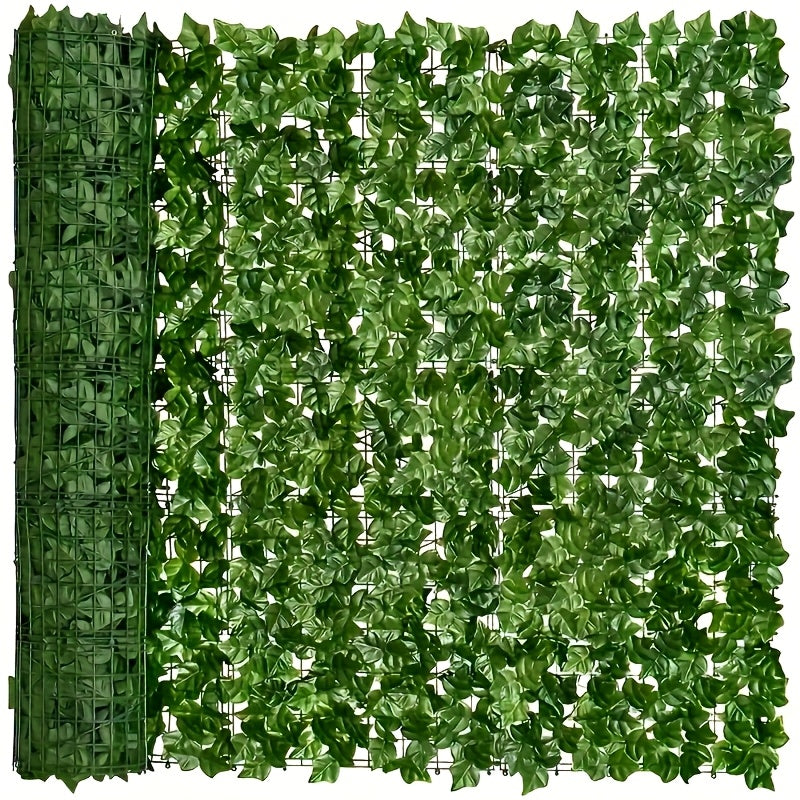 4 piezas de 400 cm x 50 cm de panel de pantalla de valla de verde de hiedra - Pantalla de privacidad exterior resistente a la radiación UV, adecuada para patio, balcón, jardín, decoración de interior/exterior de vegetación, diseño de plantas de alta gama