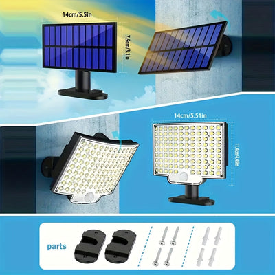 Arreglo Solar de Seguridad Industrial 106LED 3000LM con Estroboscopio y Detección Automática | Cableado de Alta Capacidad de 279.4cm + Hub de Control sin varillas para Iluminación Perimetral/Depósitos de Vehículos
