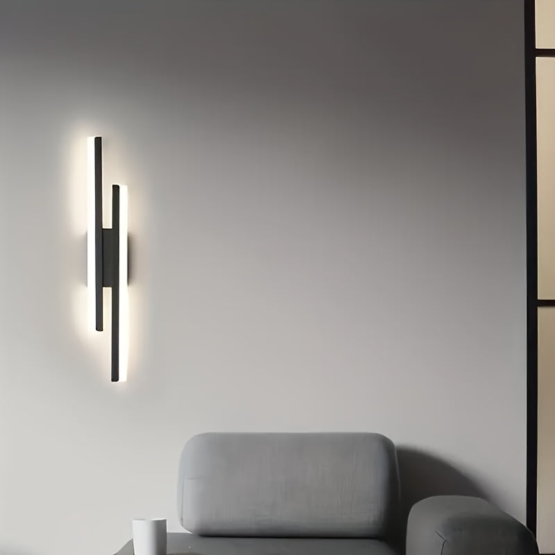 Iluminación LED moderna de lujo sencilla, lámpara de tira larga con regulador de tres colores, fijada al cableado para pasillos interiores, luminaria metálica forjada en hierro para dormitorio, sala de estar, vestidor y espejos de baño, luz frontal o mur
