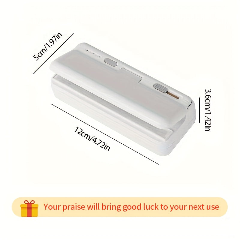 Selladora doméstica pequeña, selladora de snacks, pinza selladora a prueba de humedad, selladora portátil micro para bolsas plásticas - Selladora manual recargable USB con batería de litio incorporada, regalo de cumpleaños, regalo de Halloween, blanca