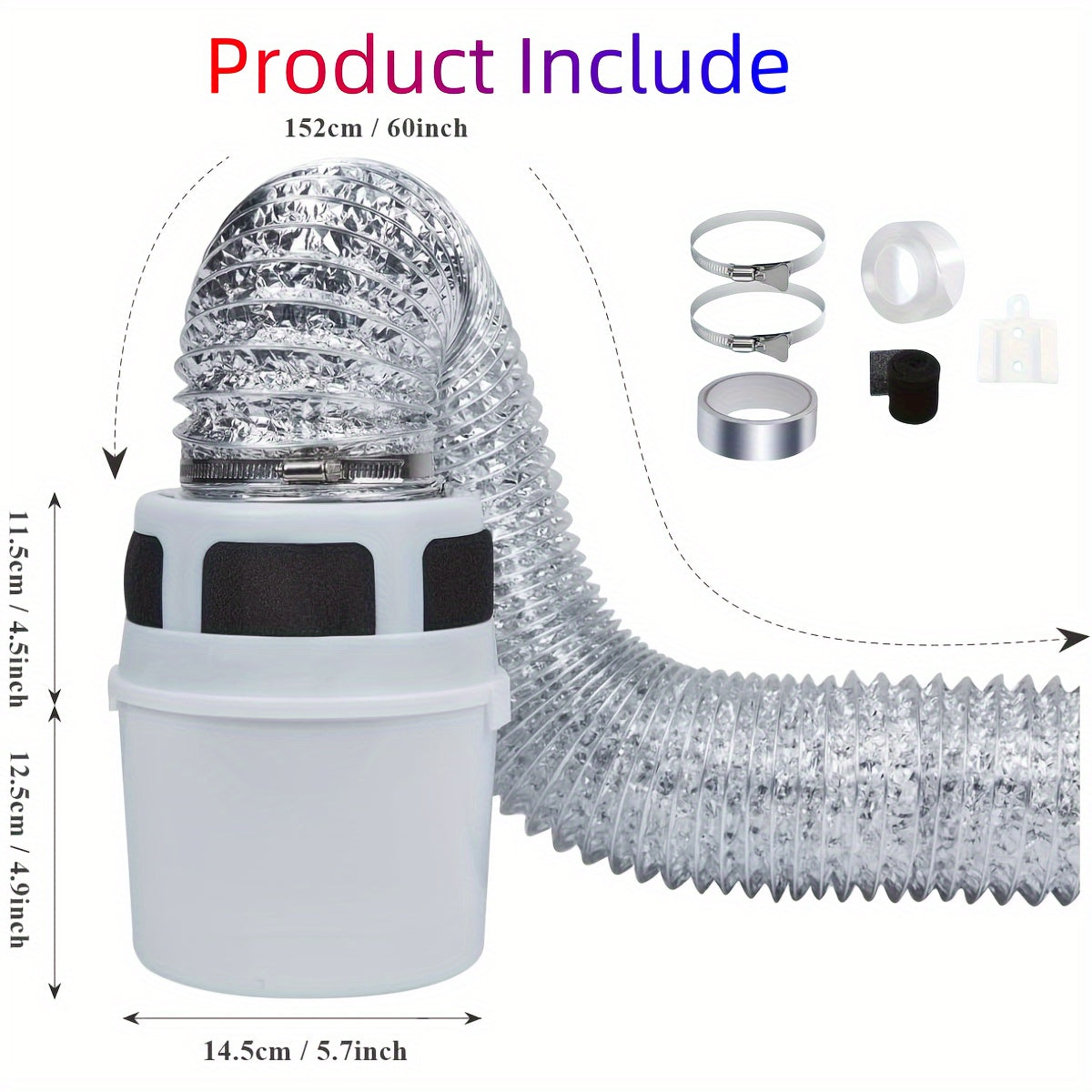 Colector de Pelusa de Secadora, Kit de Ventilación Interior con Cubo Filtro y Tubo de Aluminio Flexible de 10.16 cm para Secadora Eléctrica