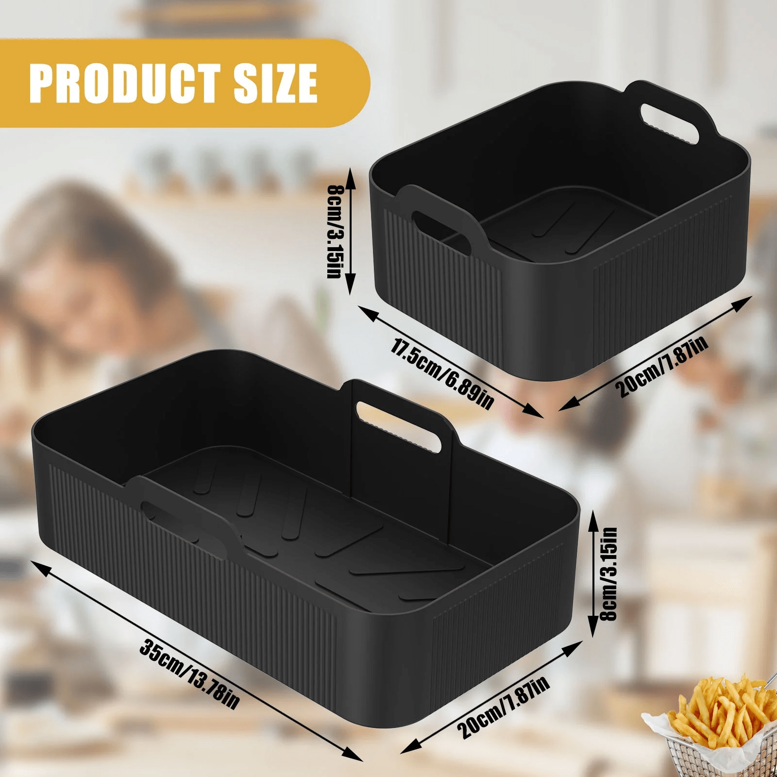 Juego de Tres Forros de Silicona para Freidora de Aire, Gran Capacidad y Resistentes al Calor Reutilizables para Horno o Vaporera