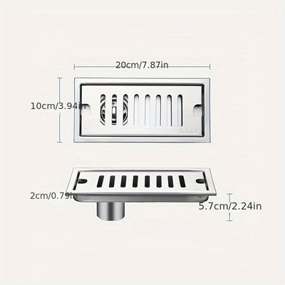 1 Pieza, Desagüe De Piso De Forma Alargada, Filtro De Acero Inoxidable Engrosado De Gran Desplazamiento, Desagüe De Piso A Prueba De Olores, Para Sala De Ducha De Hotel, Accesorios De Baño