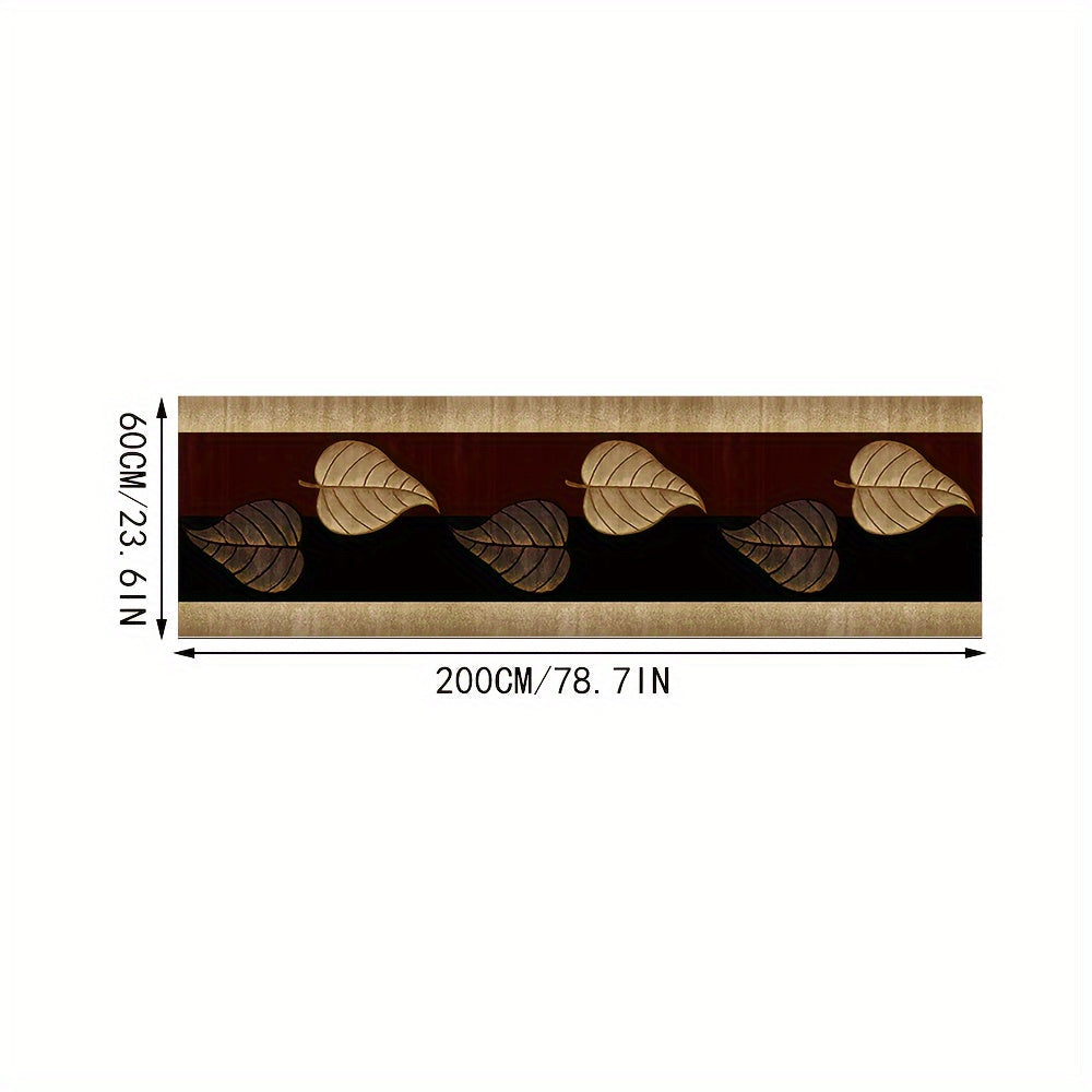 1 pieza de alfombra de área con diseño de hoja de arce elegante - Alfombra de terciopelo de diamante dorado de alta calidad, antideslizante, lavable en máquina, alfombra rectangular para pasillos de hogar y hoteles, decoración de cocina, alfombra de entr