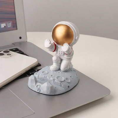 Soporte Creativo para Móvil y Tableta de Astronauta - Material Duradero de ABS, Diseño Divertido de Dibujos Animados con Estatua Dinámica de Astronauta, Perfecto para el Hogar, Oficina y Clases en Línea, Decoración de Astronautas