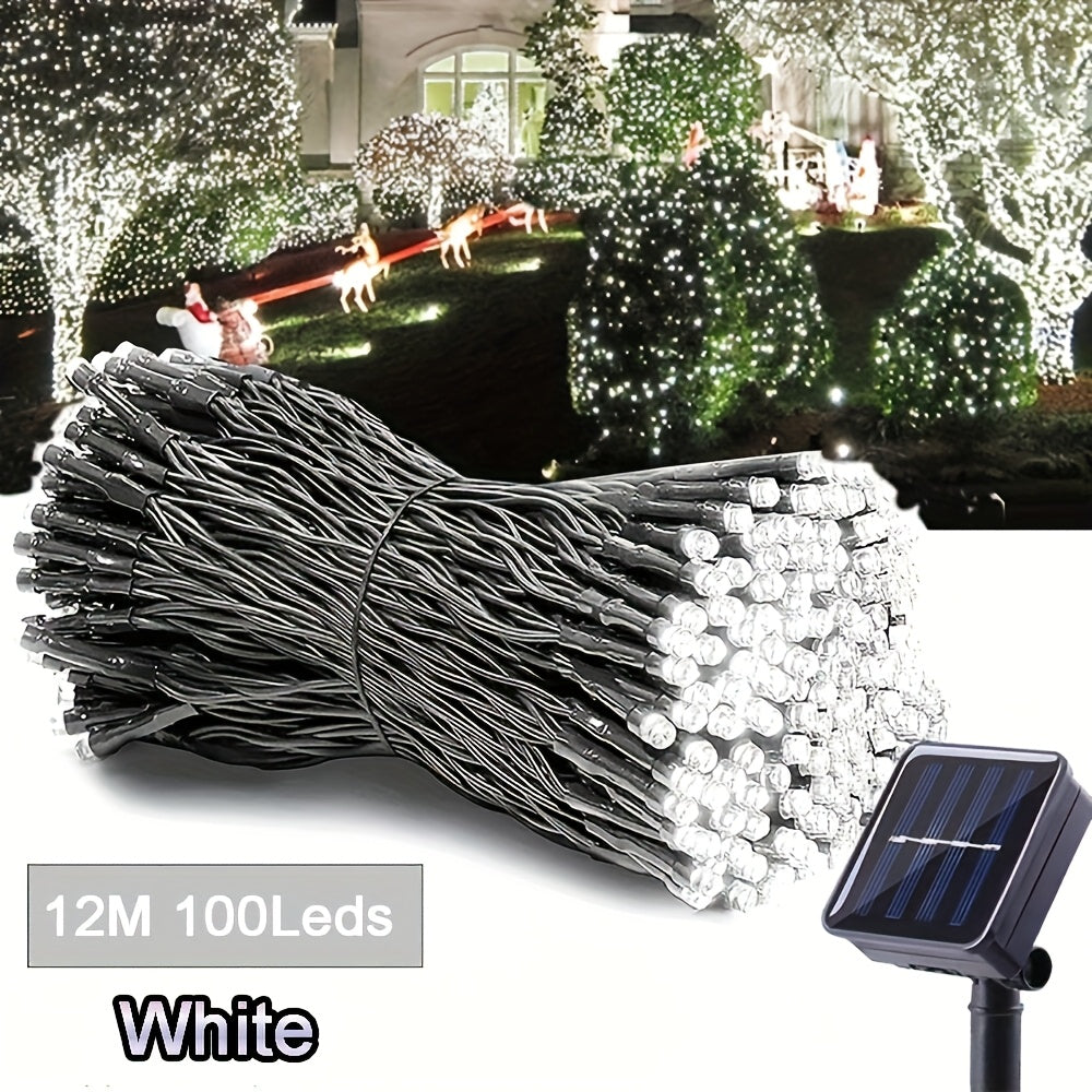 Luces de cuerda de hada con energía solar, 20/50/100/200 luces solares LED, luces solares para exteriores, con sensor inteligente - Detección de luz, interruptor inteligente, ideal para jardín, patio, porche, pared, árbol, Pascua, Halloween, decoración n
