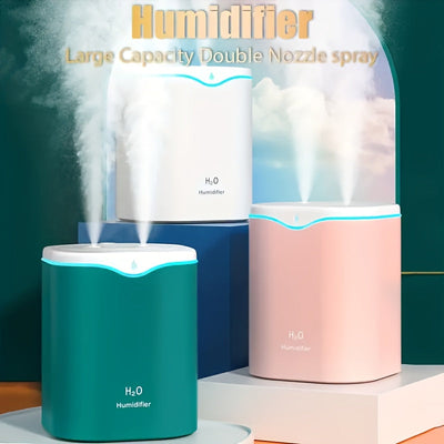 1 pieza, humidificador de niebla de gran capacidad de 2 litros, 67,63 onzas, portátil, humidificador de niebla dual de 2 litros para interiores, USB, difusor de aire con tecnología sonora, humidificador de aromaterapia, no requiere baterías, alimentado p