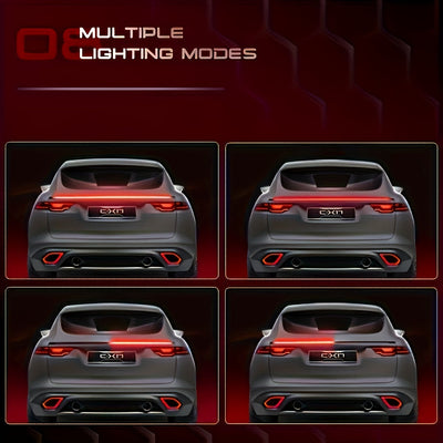 Tira de luz LED para alerón de coche, tira de luz decorativa de fibra de carbono con luz ambiental de flujo de escaneo, sin batería.