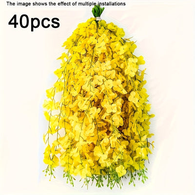 40 piezas de guirnalda de flores de wisteria artificial - Vibrante morado, blanco, rosa, rojo y amarillo, plantas falsas para arcos de bodas, fiestas, jardines, decoración de paredes y techos de hogares, arreglo de interiores y exteriores de bajo manteni