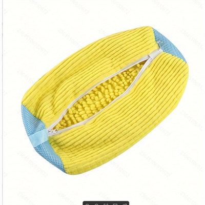 Bolsa para Lavadora y Secadora de Zapatos Amarilla - Tela Chenille Suave con Forro Esponjoso, Diseño Ovalado Reductor de Ruido y Cierre Resistentes, Apta para la Mayoría de Zapatillas y Calzados, Bolsas de Lavandería