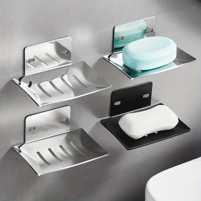Porta jabón de acero inoxidable para baño, montado en la pared, elegante, con rejilla de drenaje, ideal para decoración del hogar, regalo para Navidad o Halloween