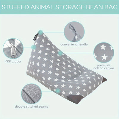 Silla de bolsa de estrellas, cubierta de silla de bolsa de lona de alta calidad y súper suave, gran tamaño de 127.0*88.9 cm con cremallera rellena, adecuada para guardar ropa y juguetes de peluche, decoración del dormitorio