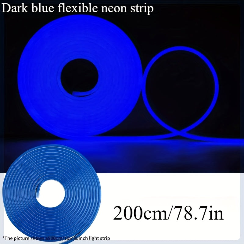 1 pieza - Luz LED Neón Azul Profundo, Luces LED Flexibles Alimentadas por USB, Adecuado para Fiestas en Interiores Navidad Decoración de Cocina Hogar Tienda Iluminación Armario Dormitorio Escena Decorativa, Letrero Neón Flexible