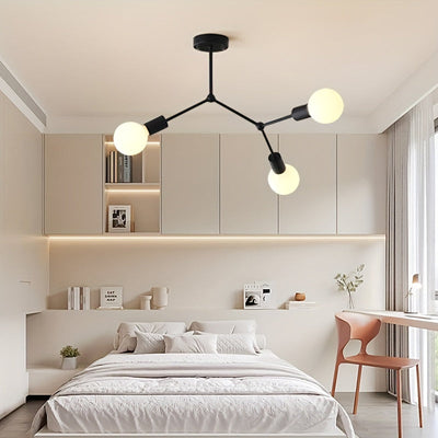 1 lámpara colgante negra con base para tres bombillas E27, ideal para sala, dormitorio o techo (sin bombillas incluidas)