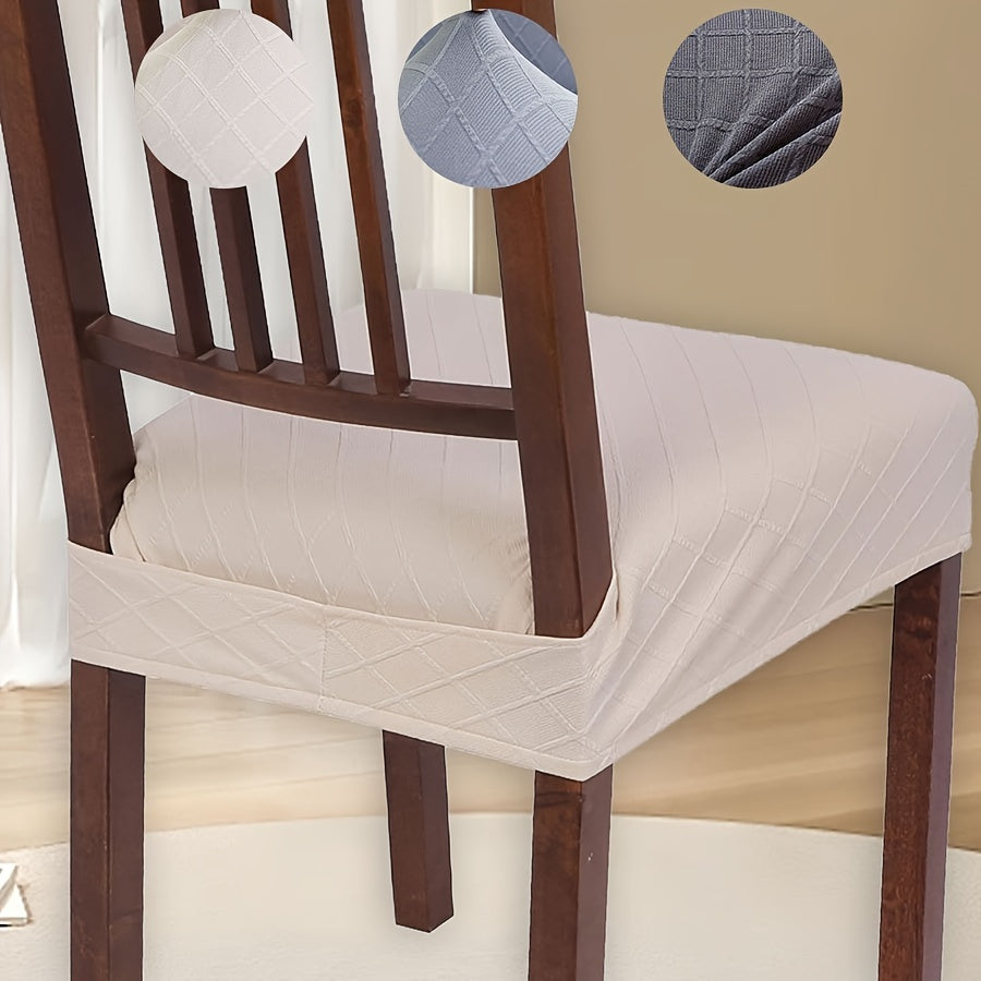 1 Funda De Asiento De Silla De Jacquard De Color Sólido Con Cierre Doble, Funda De Cojín De Silla Elástica Lavable, Adecuada Para Sillas De Comedor, Funda De Asiento De Restaurante, Funda Protectora Para Silla, Protector De Muebles Para Comedor, Oficina,