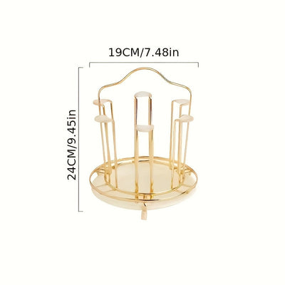 1 pieza, soporte de taza en forma de tambor europeo elegante - soporte de drenaje multifuncional de hierro dorado para almacenamiento de vasos y tazas de cocina, organizador de cocina | soporte de taza elegante | construcción de hierro
