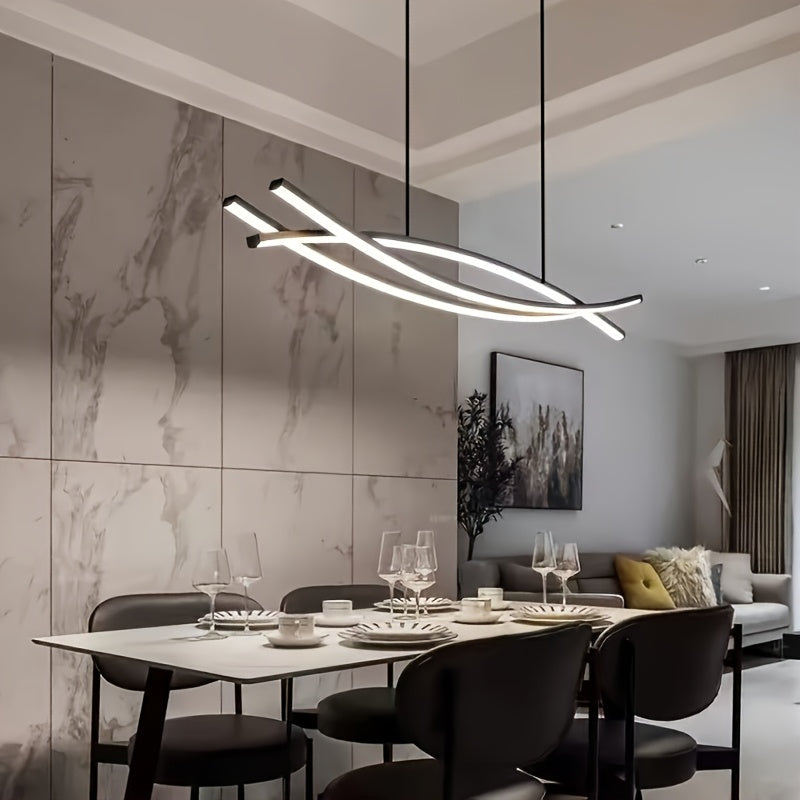 Araña LED moderna, lámpara colgante artística minimalista, lámpara colgante creativa de lujo con tira LED para restaurantes y bares, cable ajustable, ideal para sala, balcón, pasillo, dormitorio, comedor - incluye hardware de instalación, conexión eléctr