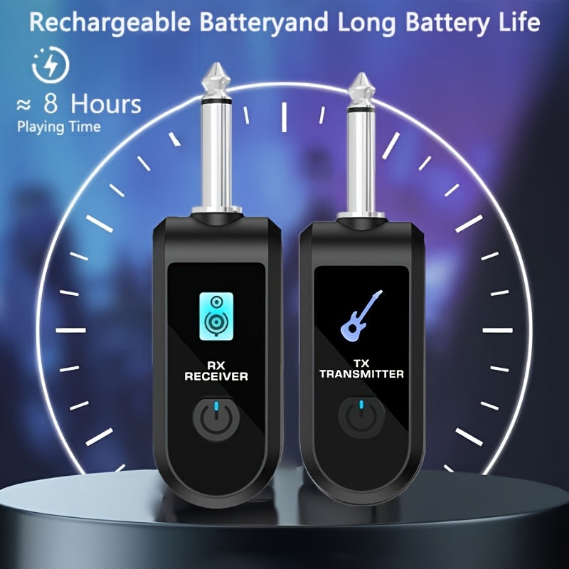 ESAY sistema de radio para guitarra, con batería recargable incorporada, transmisor y receptor sin varillas de audio con bajo, conector 6.35mm para guitarras eléctricas, bajos, violines eléctricos, teclados electrónicos e instrumentos musicales y efectos