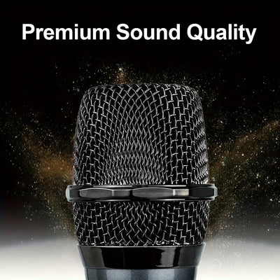 Micrófono inalámbrico para karaoke, sistema dinámico de mano con micrófono y receptor recargable, ideal para fiestas, iglesias, reuniones, bodas, para animadores, color gris