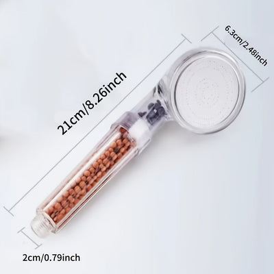1 rociador de ducha ionizador portátil con perlas, cabezal de ducha con filtro ahorrador de agua, ducha saludable, panel perforado, accesorios para baño, cabezal de ducha para baño