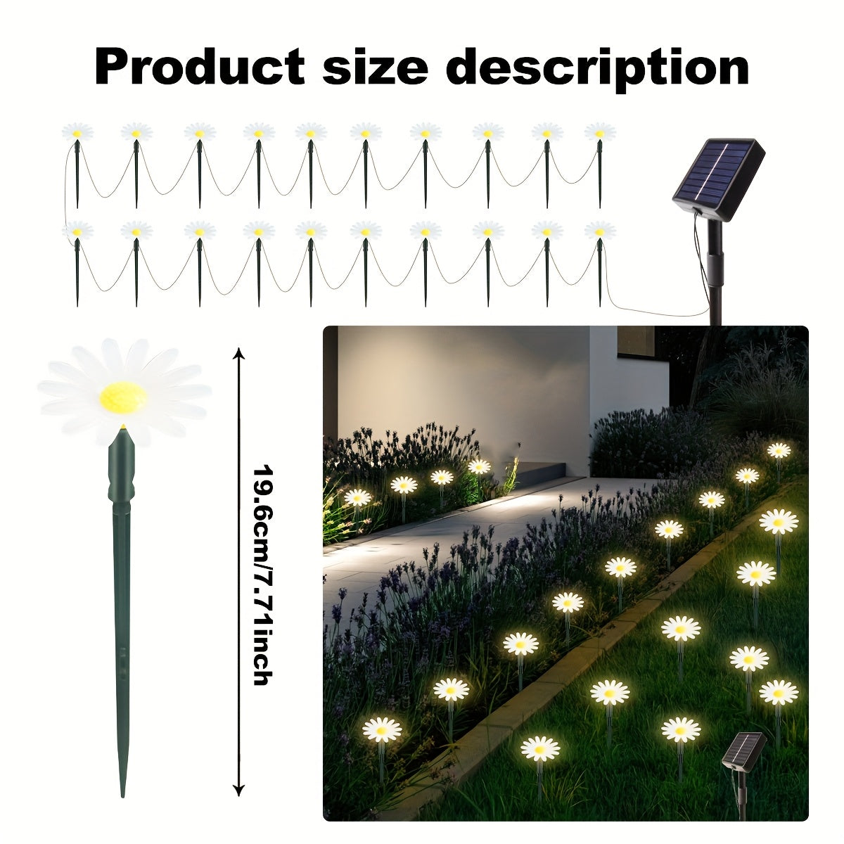 Luces LED Solares para Jardín en Forma de Flor - Impermeables IP65 con 8 Modos, Batería de Litio y Encendido/Apagado Automático para Camping, Parques, RV, Patio, Caminos Decorativos, Iluminación Solar para Exteriores, Luces Decorativas Solares