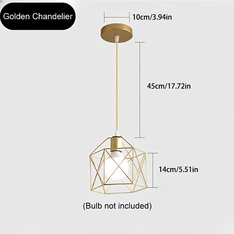 Lámpara colgante moderna E27, para Navidad y Año Nuevo, de hierro retro, con diseño minimalista dorado y negro, para sala de estar, comedor, tienda, bar, sin bombilla.