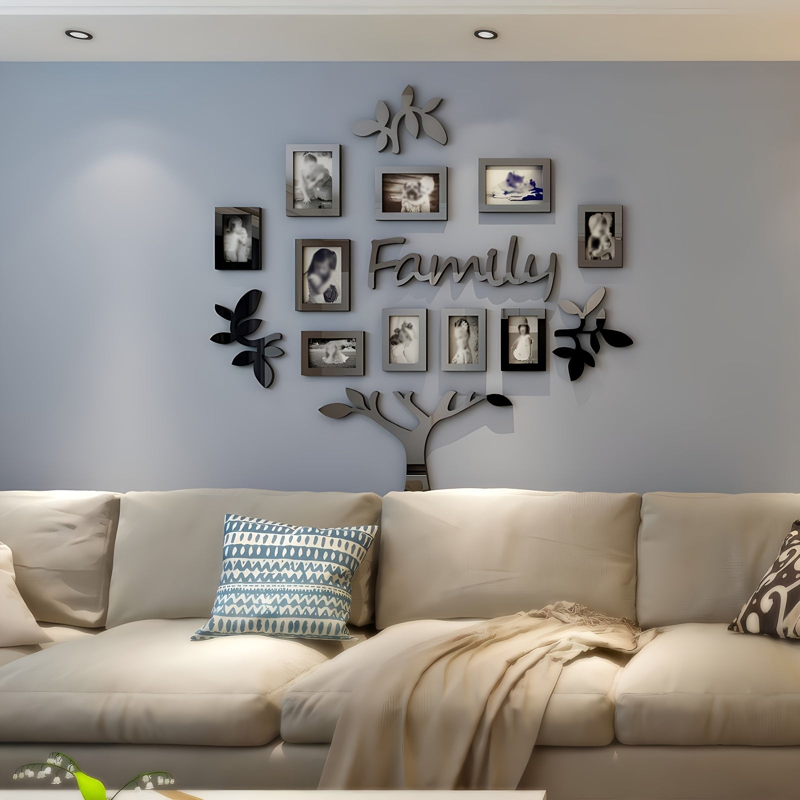 Adhesivos de pared tridimensionales en forma de árbol para marco de fotos creativo, decoración de fondo para comedor, entrada del salón y dormitorio