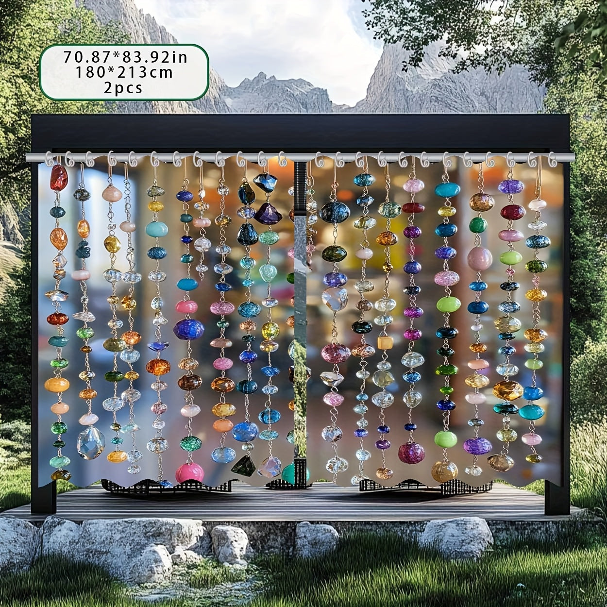 2 piezas, cortinas de exteriores, decorativas para primavera y verano, con patrón decorativo de vista de playa, para puertas, cortinas, patios, exteriores, interiores, telas de fondo, decoraciones festivas, adecuadas para colgar, utilizadas en pasillos,