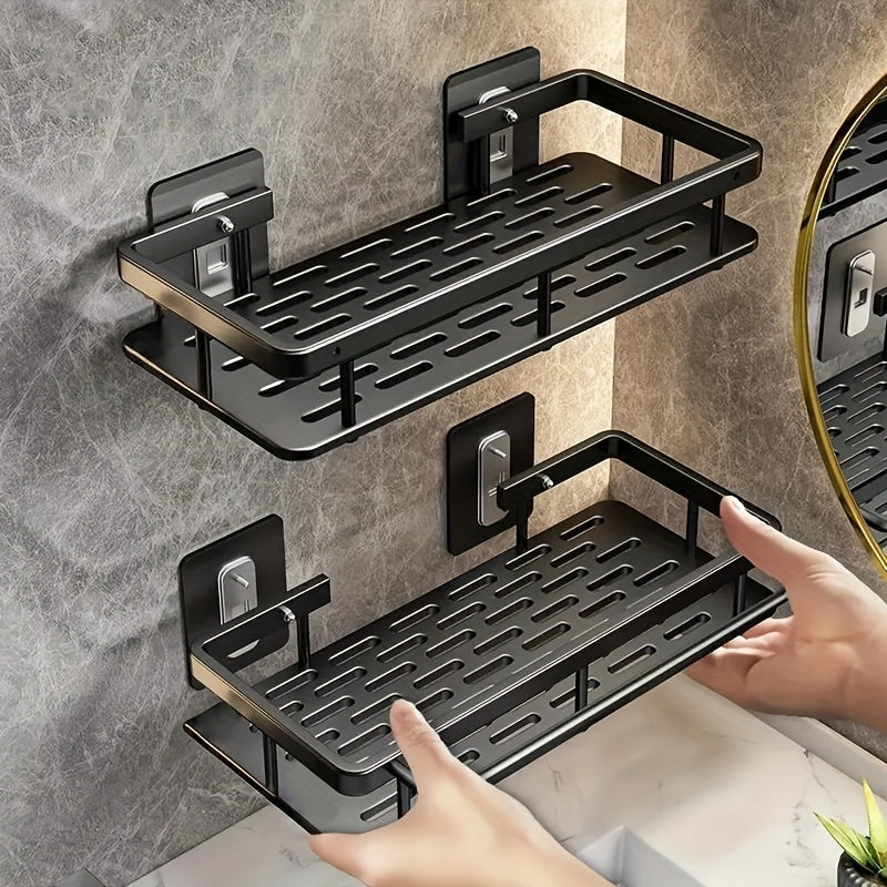 Estantes de pared que ahorran espacio para baño y cocina - Instalación sin taladro, plástico duradero, ideal para almacenar artículos de tocador, cosméticos y artículos varios, solución de almacenamiento para baño | Estantes de pared modernos | Estantes