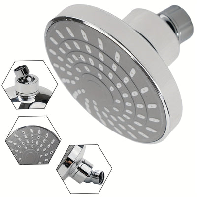 Cabezal de ducha de lluvia a alta presión con rótula giratoria ajustable, acabado en cromo, montaje en pared, fácil instalación, boquillas autolimpiantes, diámetro de 9.5 cm, material ABS, forma redonda para baños modernos, accesorios para ducha