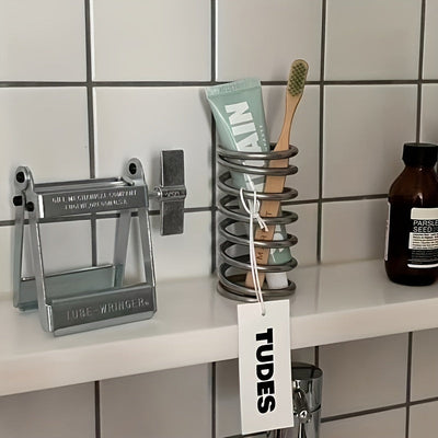 Soporte para Cepillos de Dientes de Acero Inoxidable Elegante - Impermeable, Diseño Fácil de Limpiar con Almacenamiento Multifuncional para Bolígrafos para Decoración de Baño | Regalo Perfecto para Navidad/Halloween, Diseño Geométrico