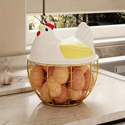 Canasta para Huevos con Cubierta de Plástico - Organizador de Almacenamiento de Cocina para Huevos, Frutas y Verduras - Juego de Contenedores Duraderos Seguros para Alimentos