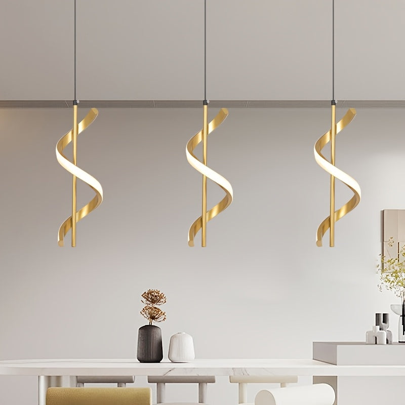 1/2 piezas, moderno y minimalista, con diseño espiral, disponible en negro/blanco/oro, incluye luz LED de tres colores, cableado, adecuado para iluminación de áreas de oficina, luces de techo de habitaciones de hotel, sala de estar, dormitorio, candelabr