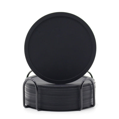 6 posavasos premium de silicón negro, antideslizantes y duraderos, fáciles de limpiar - Ideales para proteger superficies del calor, grasa y manchas de agua - Perfectos para bares en casa, restaurantes y uso doméstico (Soporte no incluido)