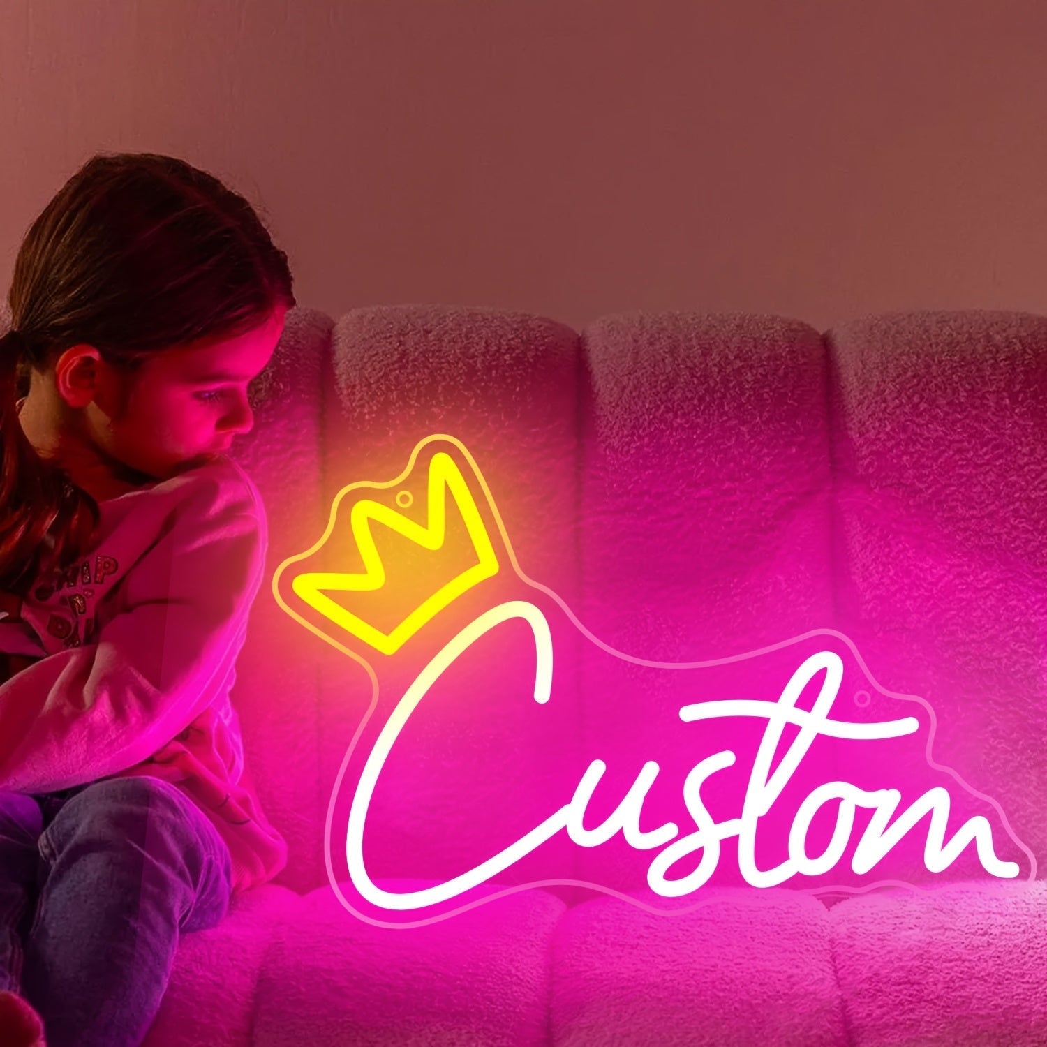 1pc FUFIOR Letrero de Neón Personalizado con Corona "Sophia" - Luz Nocturna LED Rosa con Regulador de Intensidad, Alimentado por USB, Perfecto para Dormitorio, Fiesta, Sala de Estar, Boda, Decoración de Cumpleaños - Regalo Ideal para Adolescentes, Chicos