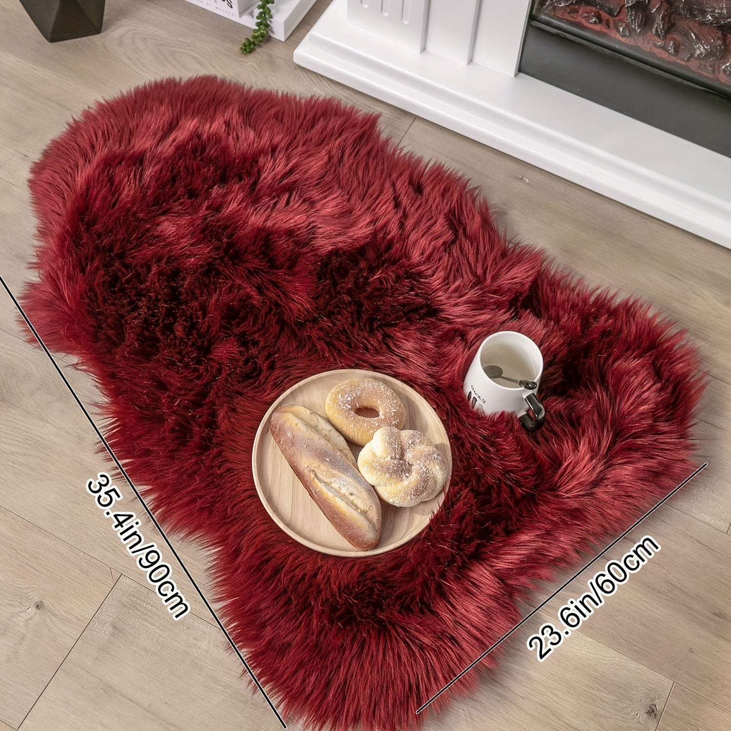 1pc Alfombra De Color Sólido, Forma Irregular, Suave Y Esponjosa, Y Ligera, Lavable A Máquina, Para Decoración Navideña Del Hogar En La Sala De Estar Y El Dormitorio