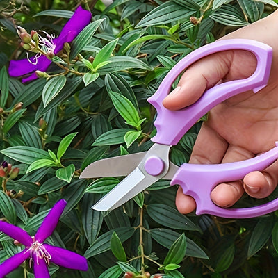 1pc Tijeras de jardín de acero inoxidable de estilo clásico, cuchilla ancha, manual, sin necesidad de energía, para arreglos florales y poda - Herramienta de jardinería para el hogar