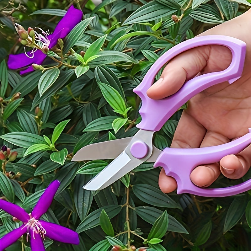 1pc Tijeras de jardín de acero inoxidable de estilo clásico, cuchilla ancha, manual, sin necesidad de energía, para arreglos florales y poda - Herramienta de jardinería para el hogar