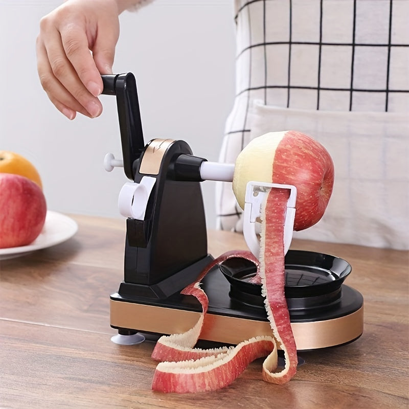 1pc Pelador de Frutas Manual de Acero Inoxidable - Rebanador Manual Multifunción con Rotación Automática, Construcción ABS Duradera, Configuración Rápida para Manzanas, Peras y Patatas - No Se Requiere Batería
