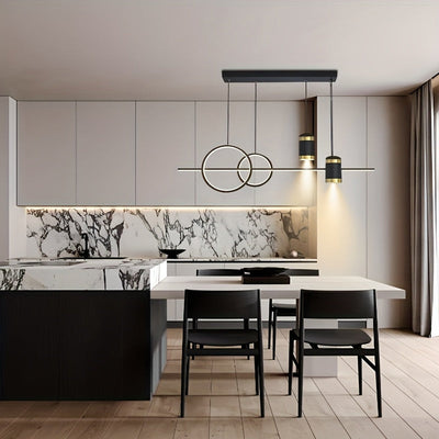 1 lámpara colgante LED negra con diseño de cielo estrellado tricolor regulable - superficie metálica pulida, ajuste vertical, adecuada para comedor, cocina, dormitorio, sala, luminaria multifunción efecto cielo nocturno