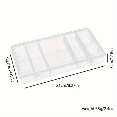 Caja de almacenamiento de pestañas verticales rectangular transparente de 5 cuadrículas con cierre de clic - Sin aroma, no requiere suministro de energía, sin batería - Organizador de herramientas de maquillaje, 1 paquete