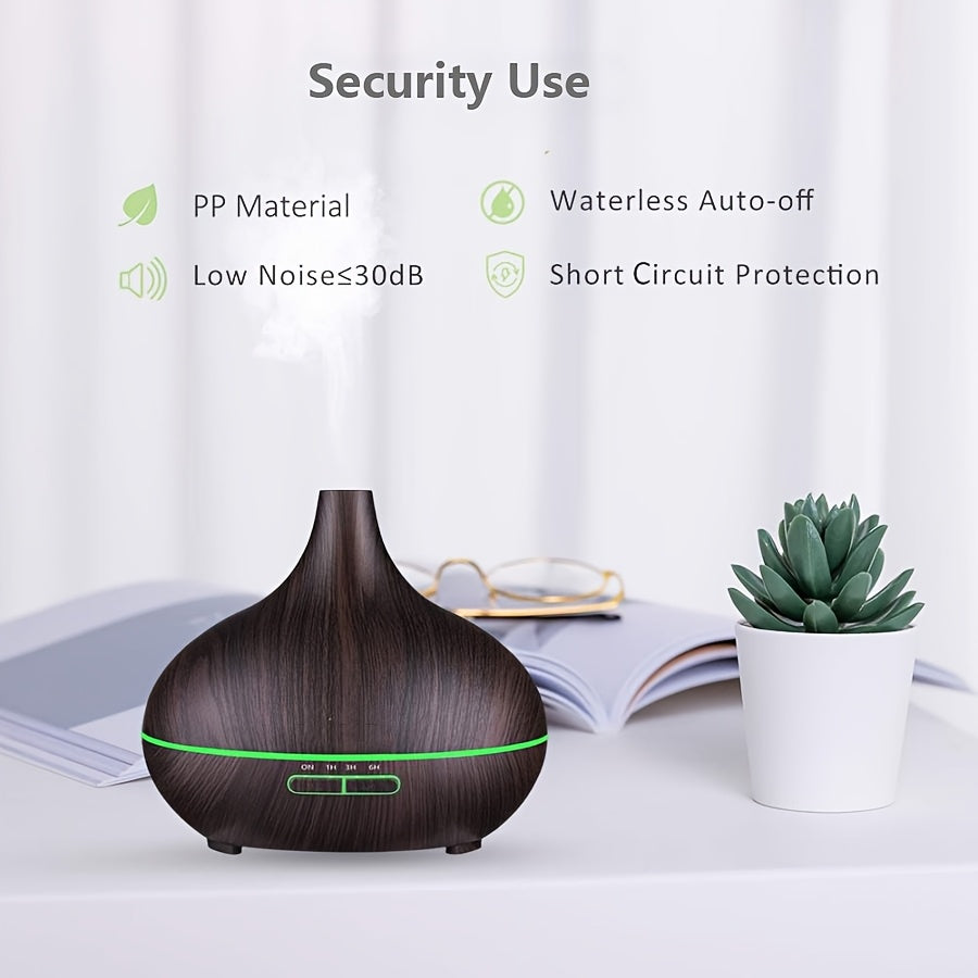 1pieza 500Ml Difusor de Aceites Esenciales, Silencioso Humidificador de Aire Ultrasonico, Humidificador Controlado por Botones con Temporizador para Niebla Continua, Adecuado para Salas de Estar, Dormitorios, Oficinas y Hoteles.