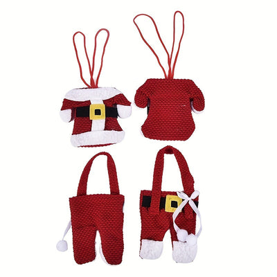 1 Juego De 6 Piezas, Vajilla Porta Cubiertos Navideños De Traje De Papá Noel, Decoraciones De Bolsas De Cubiertos, Decoración Navideña, Decoración De Mesa, Decoración Del Hogar, Decoración De Cocina