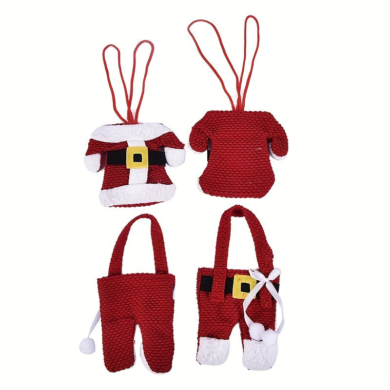 1 Juego De 6 Piezas, Vajilla Porta Cubiertos Navideños De Traje De Papá Noel, Decoraciones De Bolsas De Cubiertos, Decoración Navideña, Decoración De Mesa, Decoración Del Hogar, Decoración De Cocina