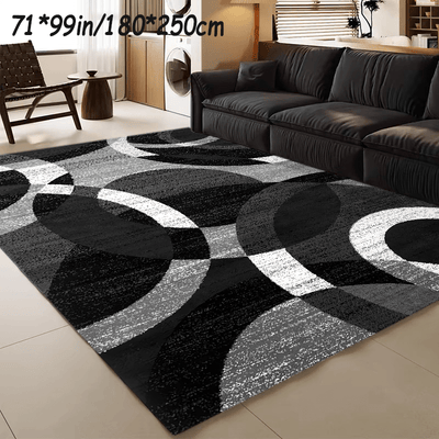 1pc Alfombra de goma negra y gris geométrica abstracta - Antideslizante, lavable en máquina de fibra de poliéster para sala, cocina, dormitorio y más - Ideal para decoración de Navidad y decoración del hogar, Alfombra de decoración de Navidad | Diseño ge