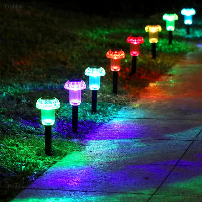 4 unidades Luces de sendero solares - Luces de jardín LED en forma de hongo coloridas, Luces de estaca impermeables para caminos, céspedes, entradas, patios traseros y paisajes, alimentadas por energía solar con batería de níquel, Iluminación exterior |