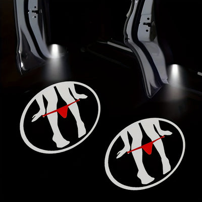 2 piezas de luces traseras de coche LED con diseño de silueta de niña juguetona - Rojo y blanco, alimentadas por batería, ajuste universal para coches, SUV y más - Regalo ideal para vacaciones para hombres y mujeres, luces traseras para coches, sin bater