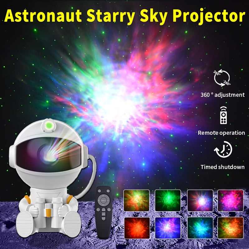 Proyector de cielo estrellado con astronáutico mini y telescopio - Luz de nebulosa LED, luz ambiental de ondas de agua, control remoto, alimentado por USB, decoración de escritorio para dormitorio, decoración de habitación espacial, tema de fantasía, con